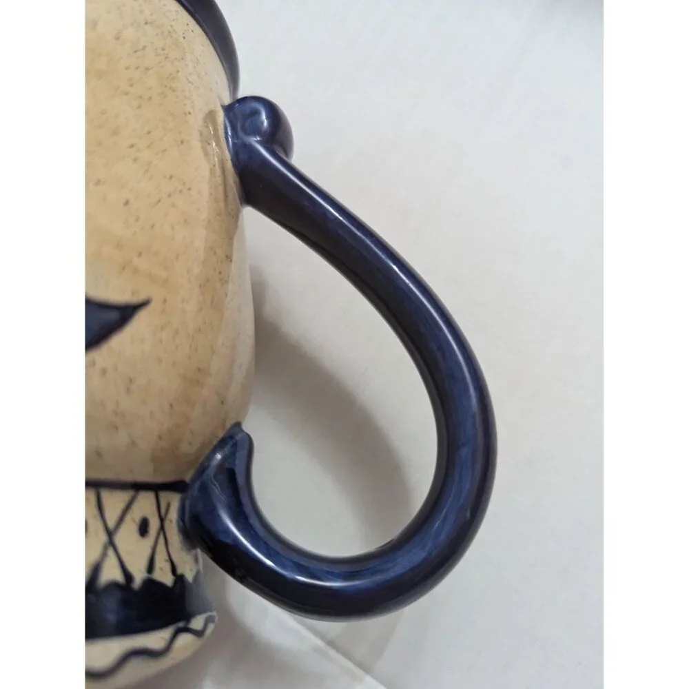 Jim Shore Carolina‎ Trade large mug blue & cream Certified International 5 inch